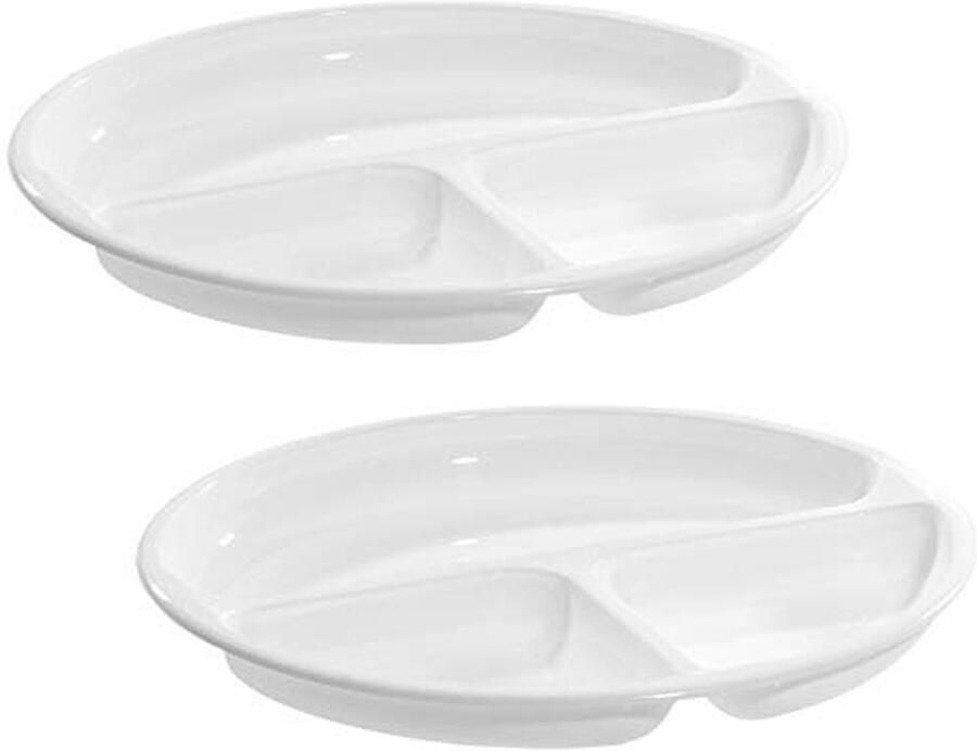 Magnetronborden 3 vakken Opwarmborden set Eten opwarmen Voorkomt vermenging 25 cm diameter Wit