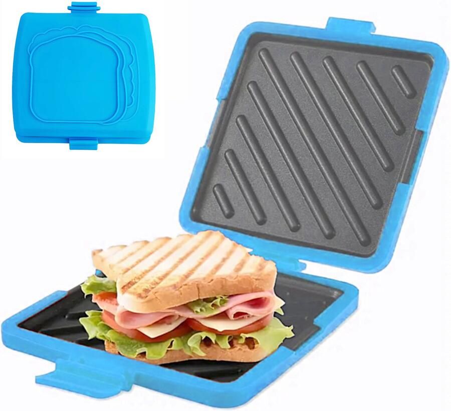 Magnetronbroodrooster 16 8 x 16 1 x 3 cm voor het snel en gemakkelijk maken van toast en gegrilde kaassandwiches. Inclusief verstelbare siliconen band. Geschikt voor de magnetron. Ook geschikt voor het maken van toast en panini (rood)
