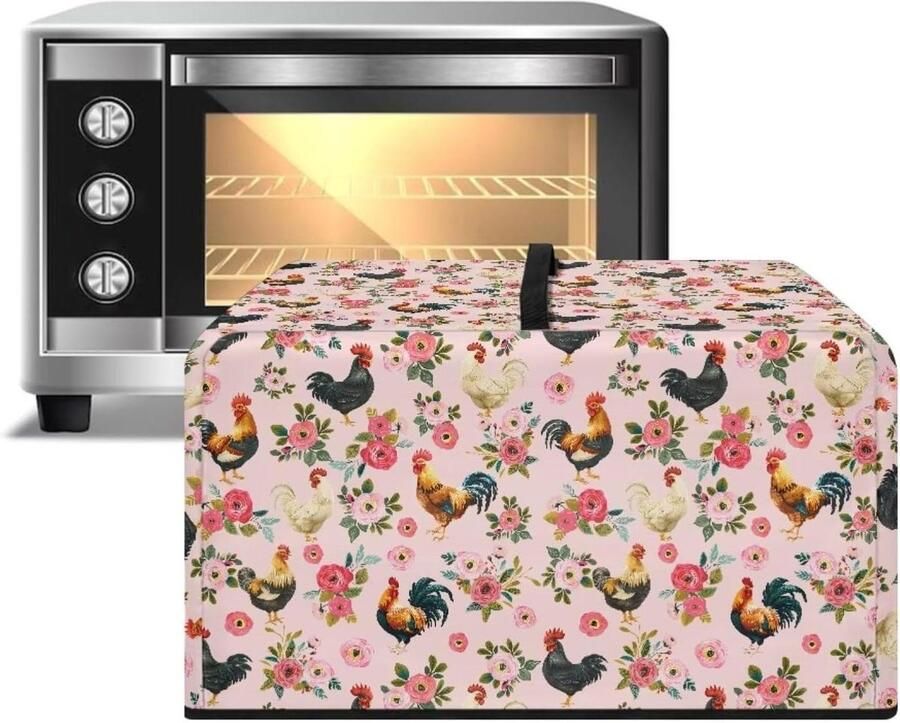 Magnetronhoes Canvas Oven Cover Keuken Apparaten Beschermen Ademend Waterbestendig Klein 183 x 145 Rooster Roze