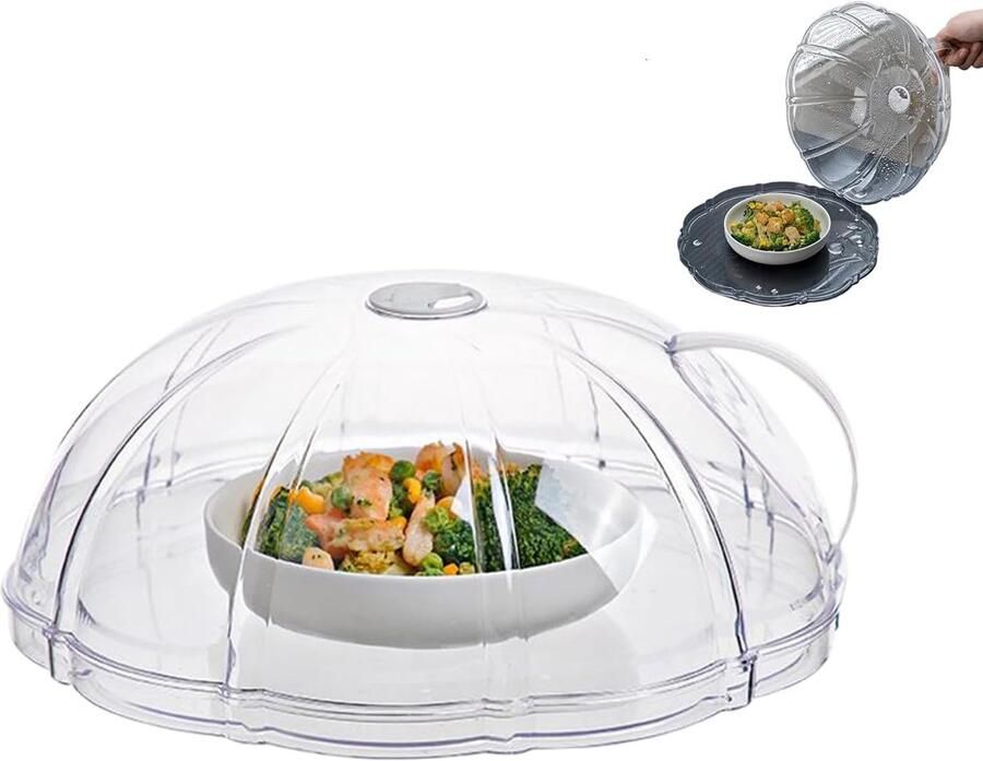 Magnetronhoes Spatdeksel Maaltijden Opwarmen Stoomventilatie 27.5 cm Transparant