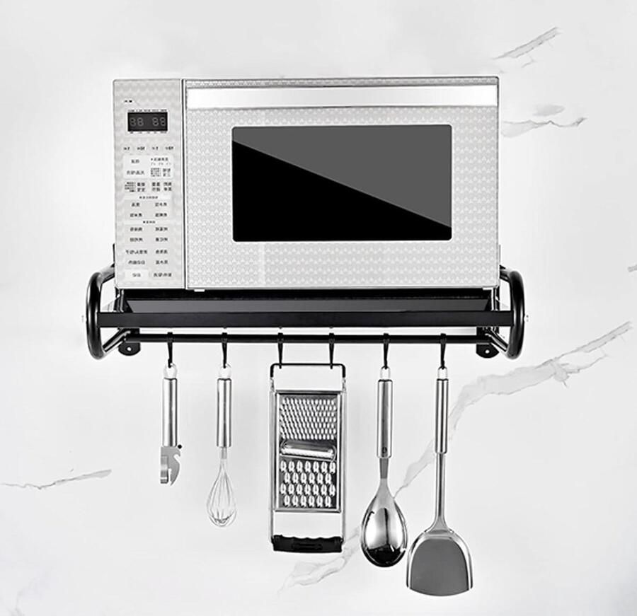 Magnetronrek Keuken Wandrek Oven Keuken Opbergen Roestvrij Staal 58x38cm Zwart