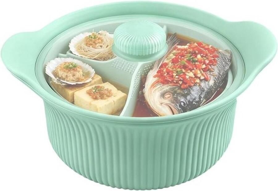 Magnetronstomer Siliconen pan Voor stomen en koken Gescheiden kookzones 23 cm Groen