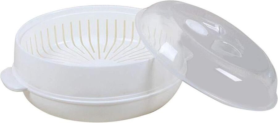 Magnetronstomer Stoomkoker Plastic Gezond Koken Ventilatieopeningen 21 cm diameter Wit