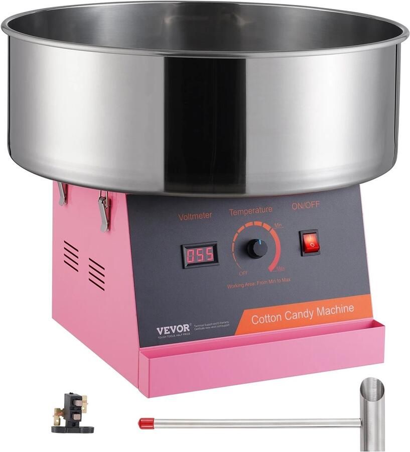 Maison Nordique Suikerspin machine Suikerspinmachines RVS Instelbaar Makkelijk in gebruik Met opberg la Roze