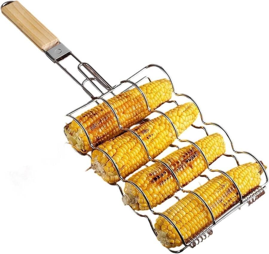 Maïsrek voor Grill Hot Dog Grill Rekje Outdoor Koken Compact Opvouwbaar Ontwerp Niet gespecificeerd Zilver