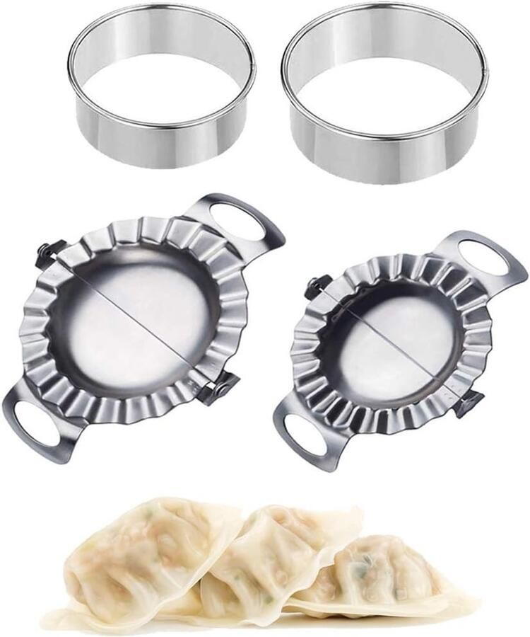 Maker Draagbare Wonton Pie Noodle Maker Food Grade Roestvrij Staal Dumpling Mold Set Vierdelige Zilver-Keuken Gereedschap