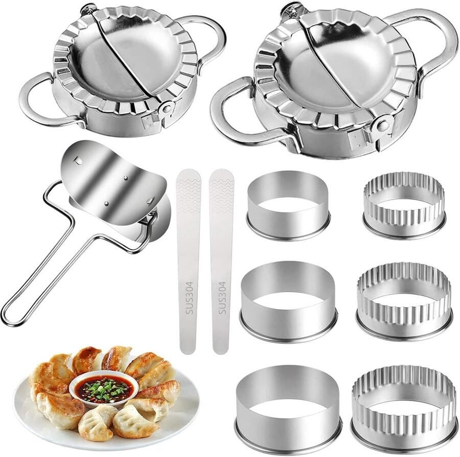 Maker Set – knoedelshaper ravioli uitsteekvormpjes pirogcesnijder roestvrij stalen wikkelvorm – keukengadgets