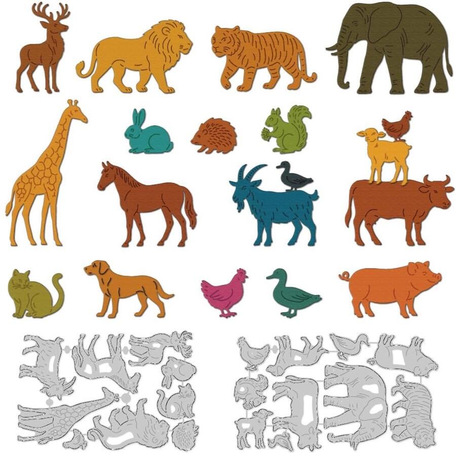 Mallen Met Dieren Bos Gestanst Boerderij Snijmallen Koolstofstaal Sjablonen Voor Kaartenontwerp Scrapbooking Embossing Sjablonen Papieren Albums Sjablonen