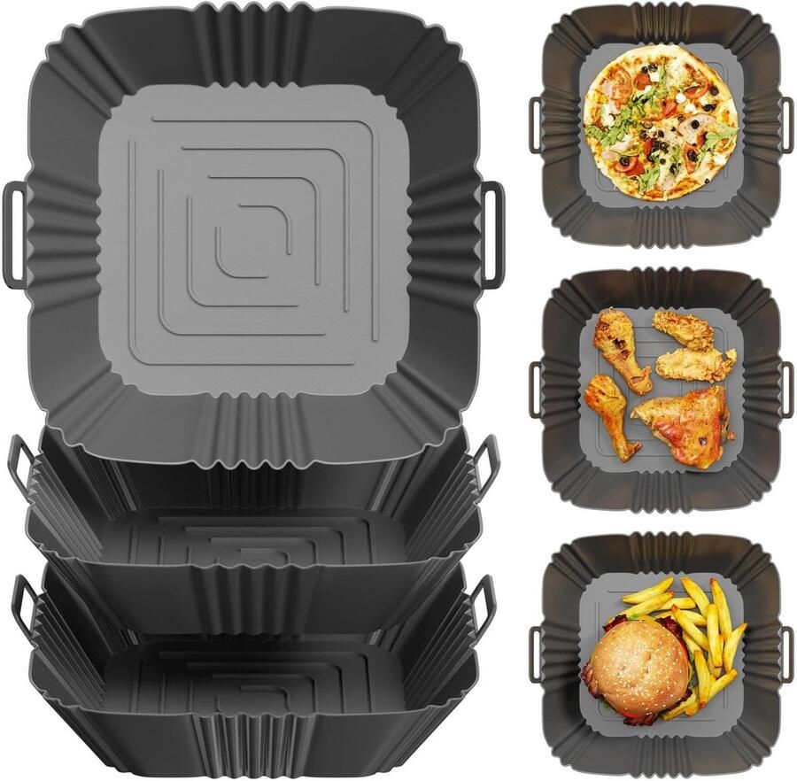 Mand voor luchtfriteuse herbruikbaar siliconen vorm voor luchtfriteuse rechthoekige airfryer-houder accessoires mand voor airfryer magnetron oven