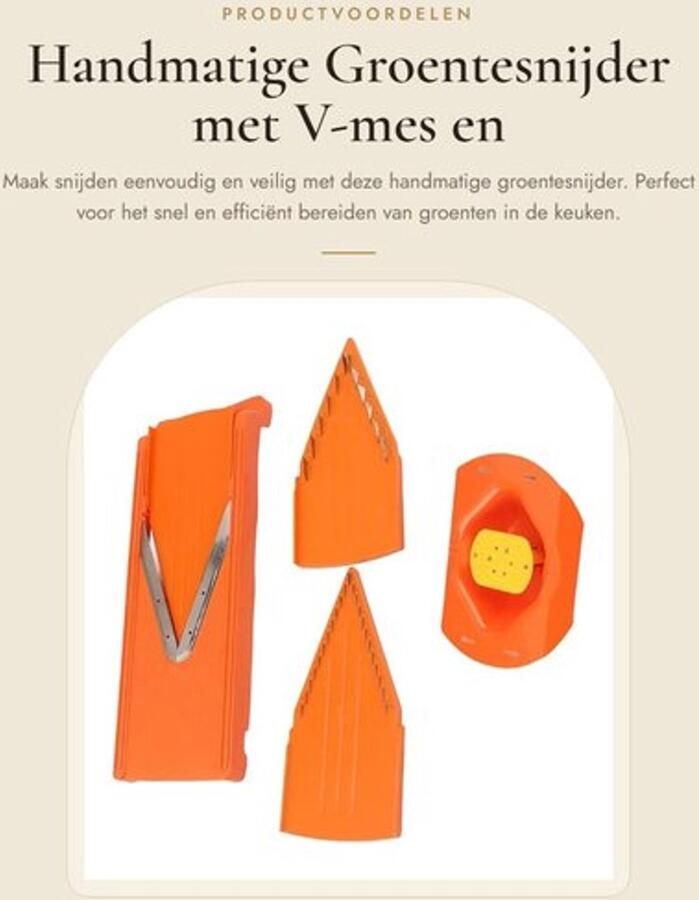 Mandoline-snijder Handbescherming Groentesnijder V-mes Roestvrijstalen Mes Duurzaam Frame Antislip Bodem Geschikt voor Fruit en Groenten