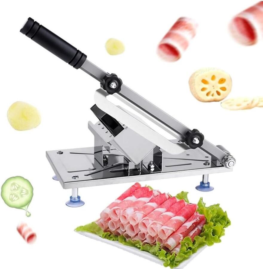Handmatige Rvs Vriesvlees Slicer Vlees Snijmachine voor Thuiskeuken Runder- en Schapenvlees Snijden