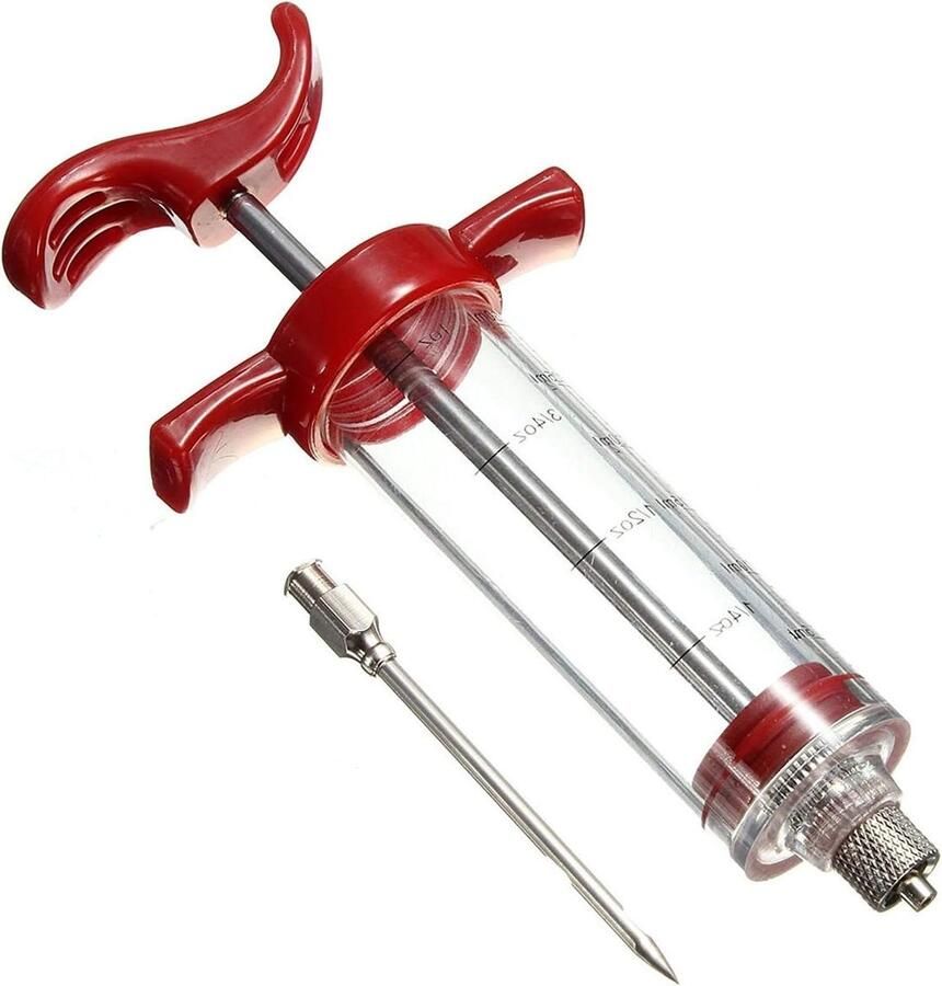 Marinade Injector Vlees Injector Kruiden Injector Vlees Marineren Voedselkwaliteit Metaal 30 ml Rood