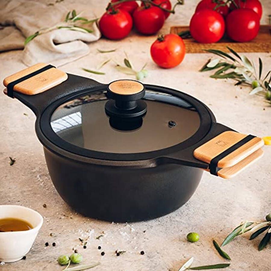 Marktkookpan Hoog 32 cm Gietaluminium met Ultra-Verstevigde Antiaanbaklaag Geschikt voor Alle Hitze-bronnen en Inductie