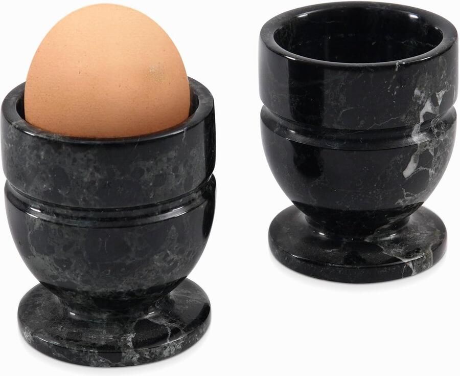 Marmeren eierdopjes set van 2 handgemaakte 2 5 inch zwarte eierhouder voor zachte en hardgekookte eieren eiercontainers voor ontbijttafel en keukenaanrecht