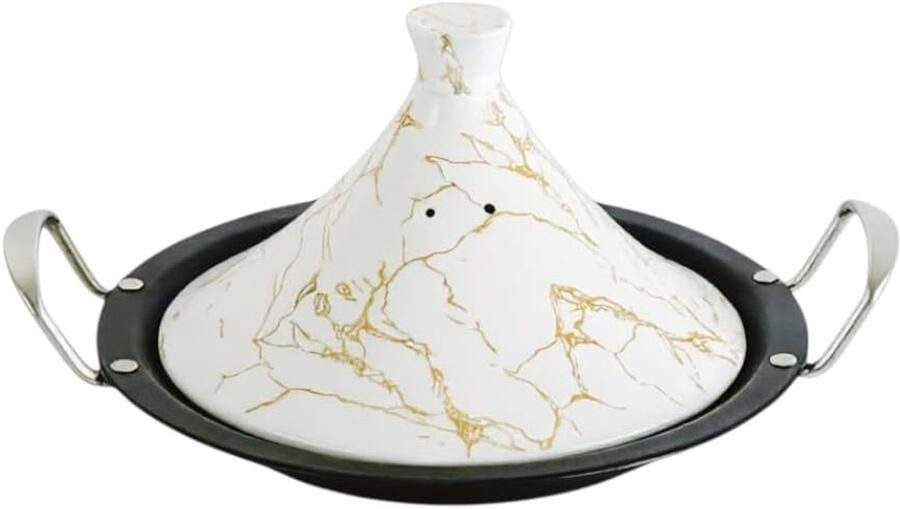 Tajine Stoofpan Marokkaanse Pan Traditioneel Koken Energiebesparend Stoven 34 cm Zwart