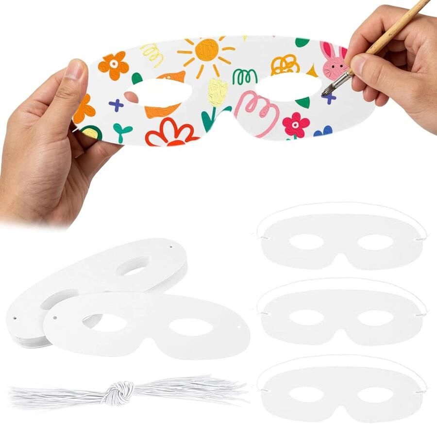 Maskers blanco doe-het-zelf halfgelaatsmaskers blanco ambachtelijke oogmasker voor Halloween doe-het-zelf witte blanks masker voor feest Halloween maskerade en