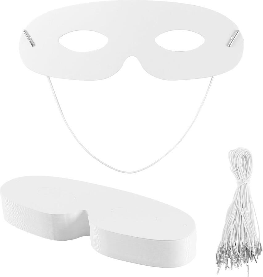 Maskers om te beschilderen 18 5 x 6 5 cm papieren maskers wit met elastiek doe-het-zelf maskers blanco voor kostuumfeest decoratie en cosplay creatief knutselen