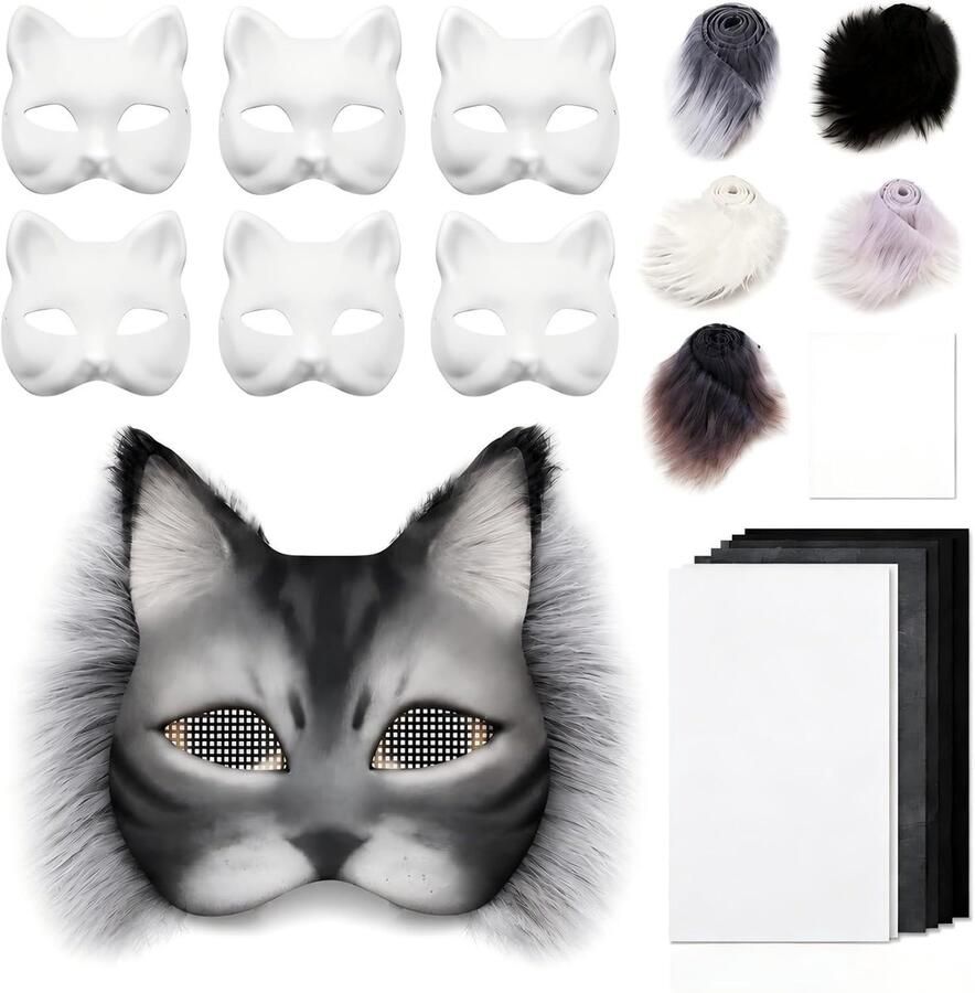 Maskers om te beschilderen doe-het-zelf set om te knutselen voor Halloween gemaskerd bal cosplay