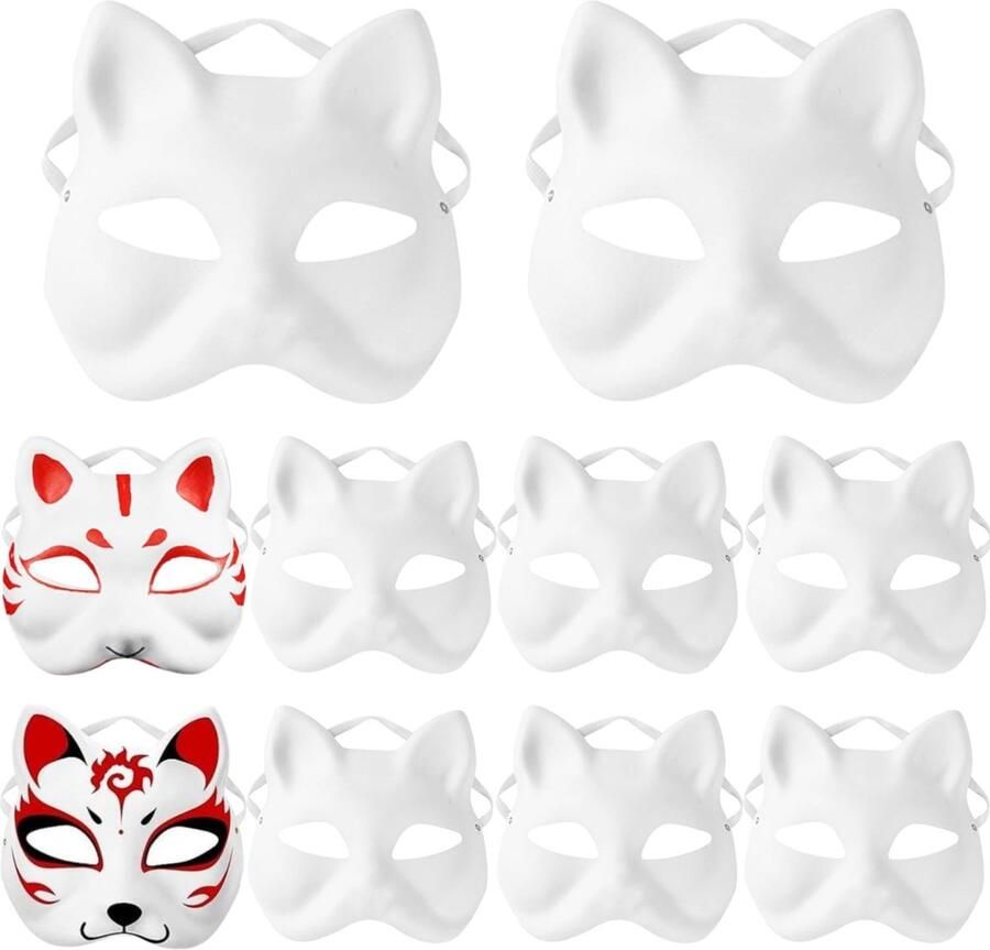 Maskers om te beschilderen maskers knutselen kattenmaskers om te schilderen vilt kattenmasker masker kunsthandwerk kit therian masker voor Halloween party maskerade