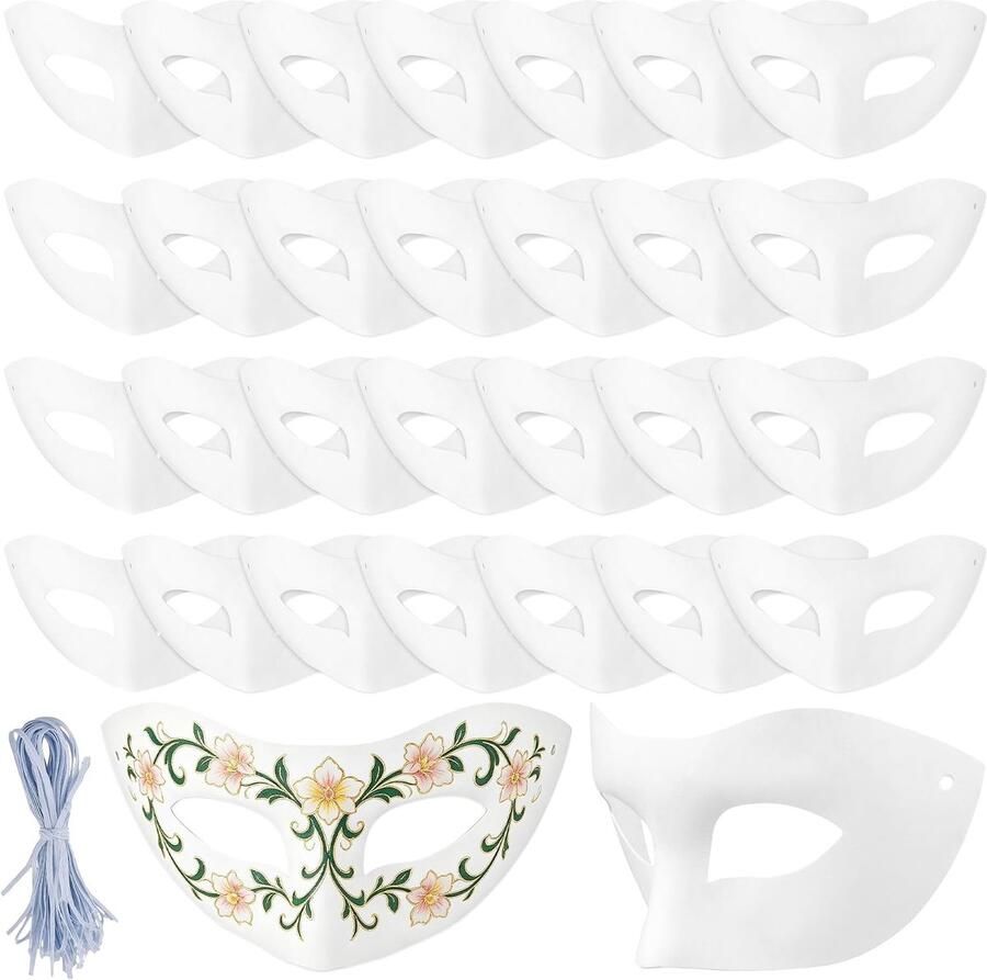 Maskers om te beschilderen witte papieren maskers om te beschilderen lege papieren maskers wit met elastiek voor carnaval maskerbal cosplay feestdecoratie