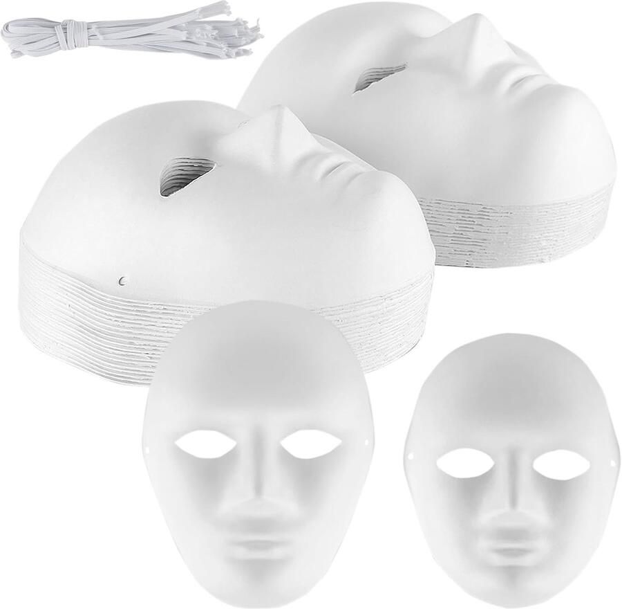 Maskers om te beschilderen witte papiermasker DIY lege maskers om te knutselen voor cosplay maskerbal feest decoratie