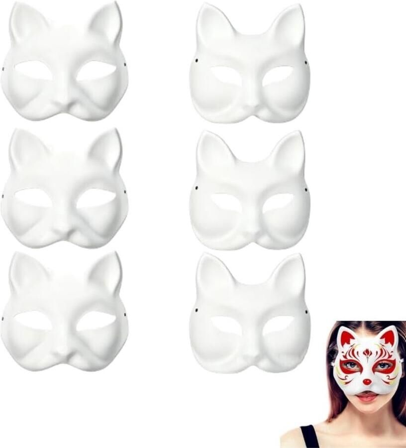 Maskers theatermasker voor maskers kattenmaskers om te beschilderen en te decoreren voor doe-het-zelf party carnaval Halloween