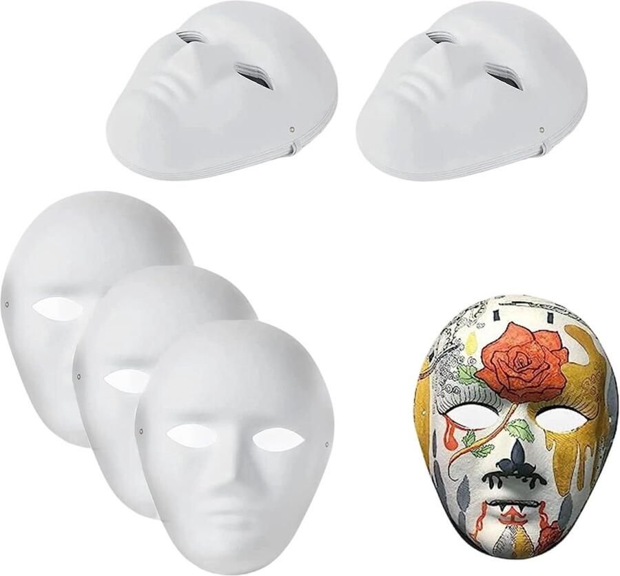 Maskers van Karton om te Beschilderen Witte Maskerade-maskers Overschilderbare Papieren Maskers voor Carnaval Cosplay Halloween Party