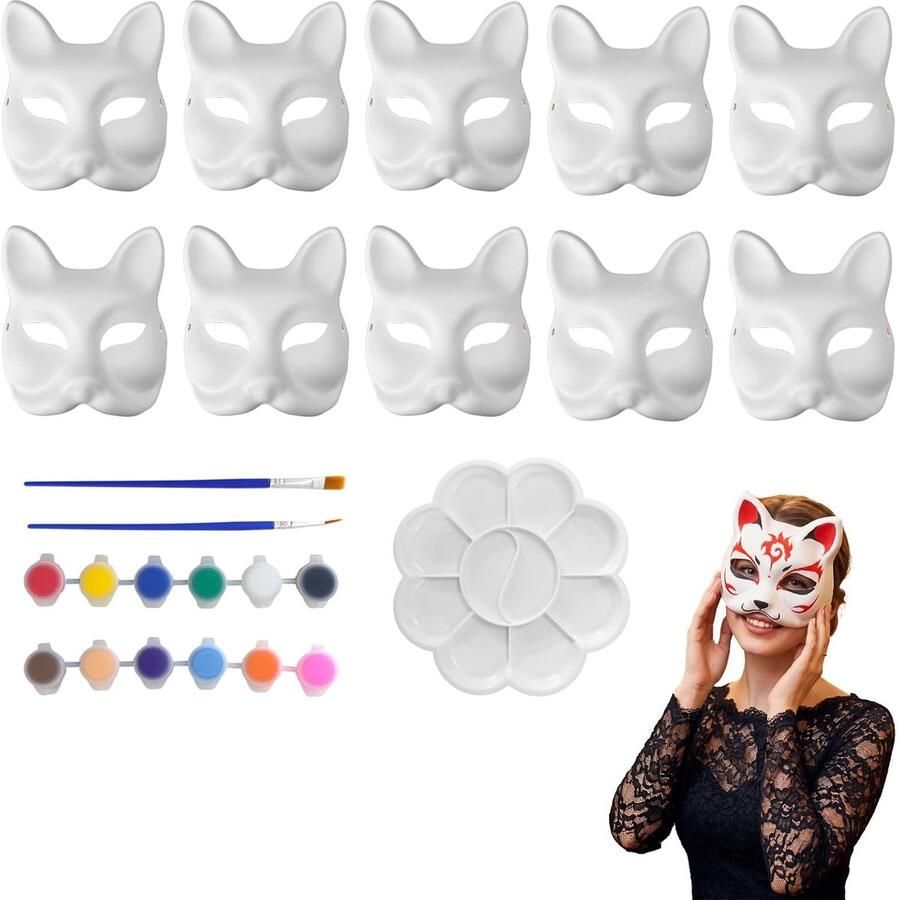 Maskers voor kinderen en volwassenen DIY maskers van wit papier om te versieren artistieke lege maskers voor Halloween cosplay kostuumfeesten of maskerades creatieve activiteiten