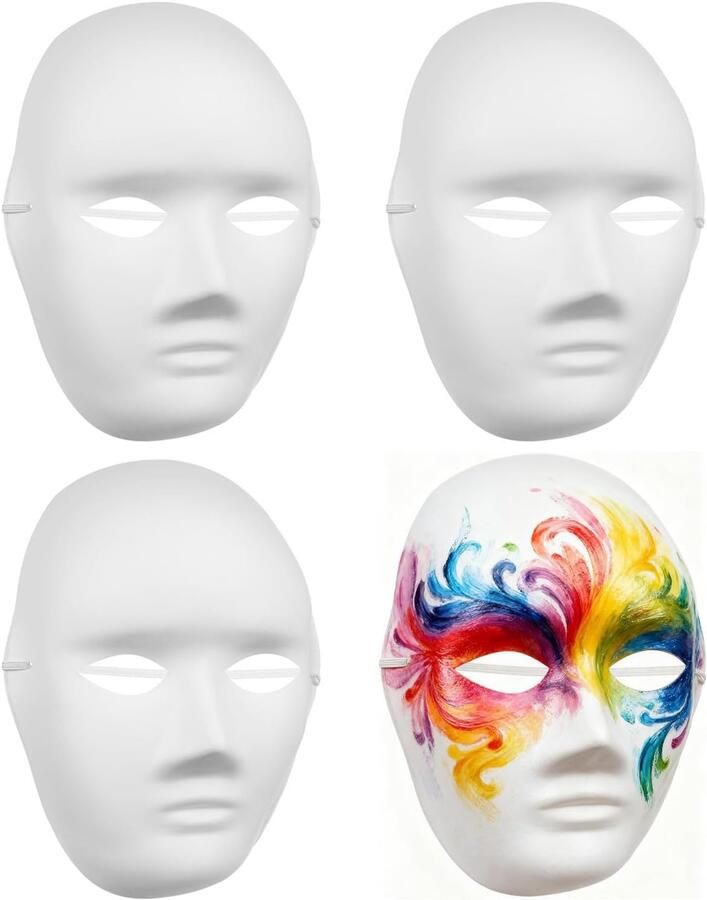 Maskers Wit Volledig Gezichtsmasker Voor Mannen White Zelf Te Beschilderen Papierknutselwerk Voor Maskerade Cosplay Feest kostuum 9 43 X 07 X 0 39 Inch
