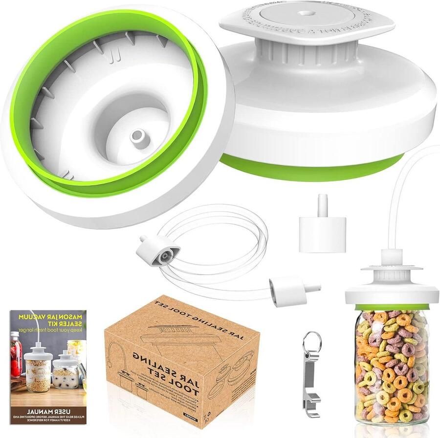 Mason Jar Vacuum Sealer Jar Sealer and Accessory Hose for Foodsaver Food Storage Vacuum Sealer Jar Attachment Kit with Lid Opener for Wide Mouth & Regular Mouth Mason Jar
