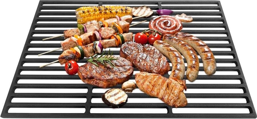 Massief Gietijzeren Grillrooster Rechthoekig Perfect voor Houtskool en Gasbarbecues