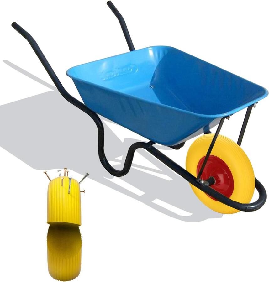 Massief rubber banden 4.80 4.00-8 Ø 390 mm met as lekvrij reservewiel rubberen wiel voor tuinwagens lekvrij PU-wiel geel-rood