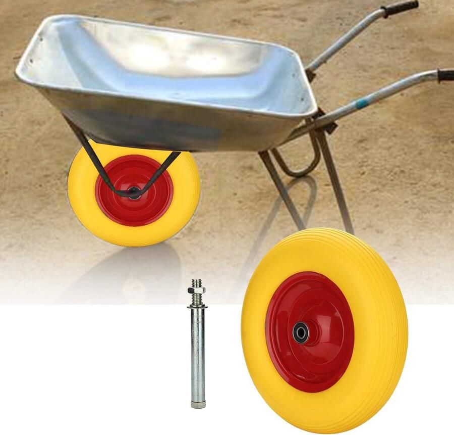 Massief rubberen banden met as 4.80 4.00-8 Ø 390 mm rubberen wiel lekvrij 200 kg draagkracht reservewiel