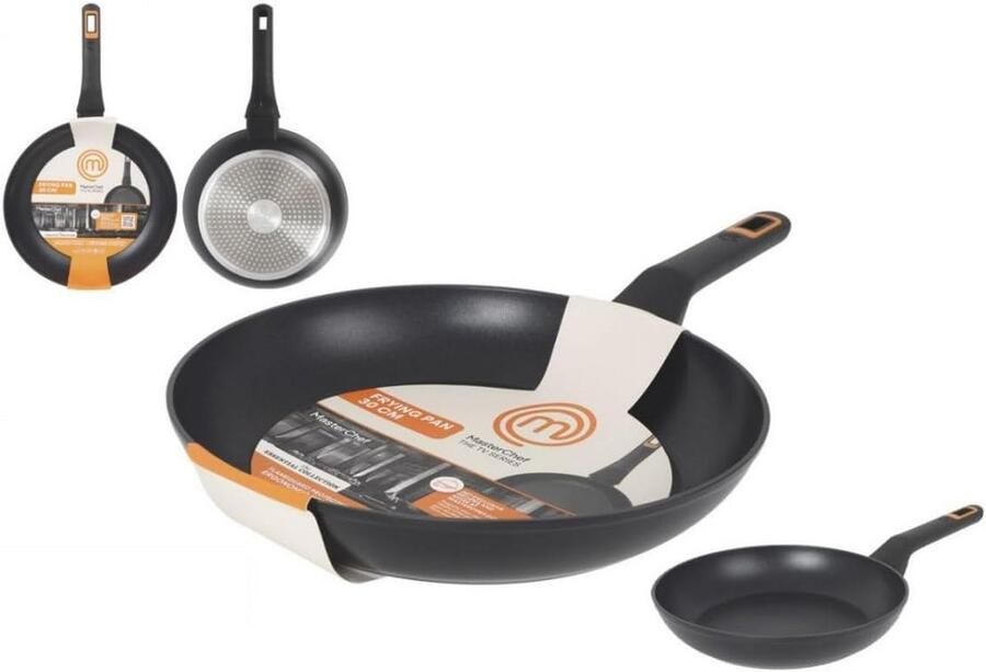 MasterChef Braadpan van gesmeed aluminium met keramische coating Antiaanbaklaag duurzaam weerstandig – 2 5 mm dik Geschikt voor gas elektrisch keramiek en inductie (30 cm)