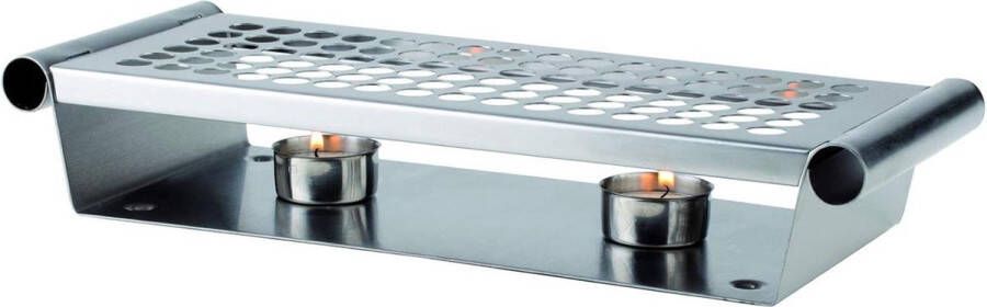 Mat Gepolijst Roestvrij Staal Bord Verwarmer 2 Lampen 34 x 13 x 6 cm