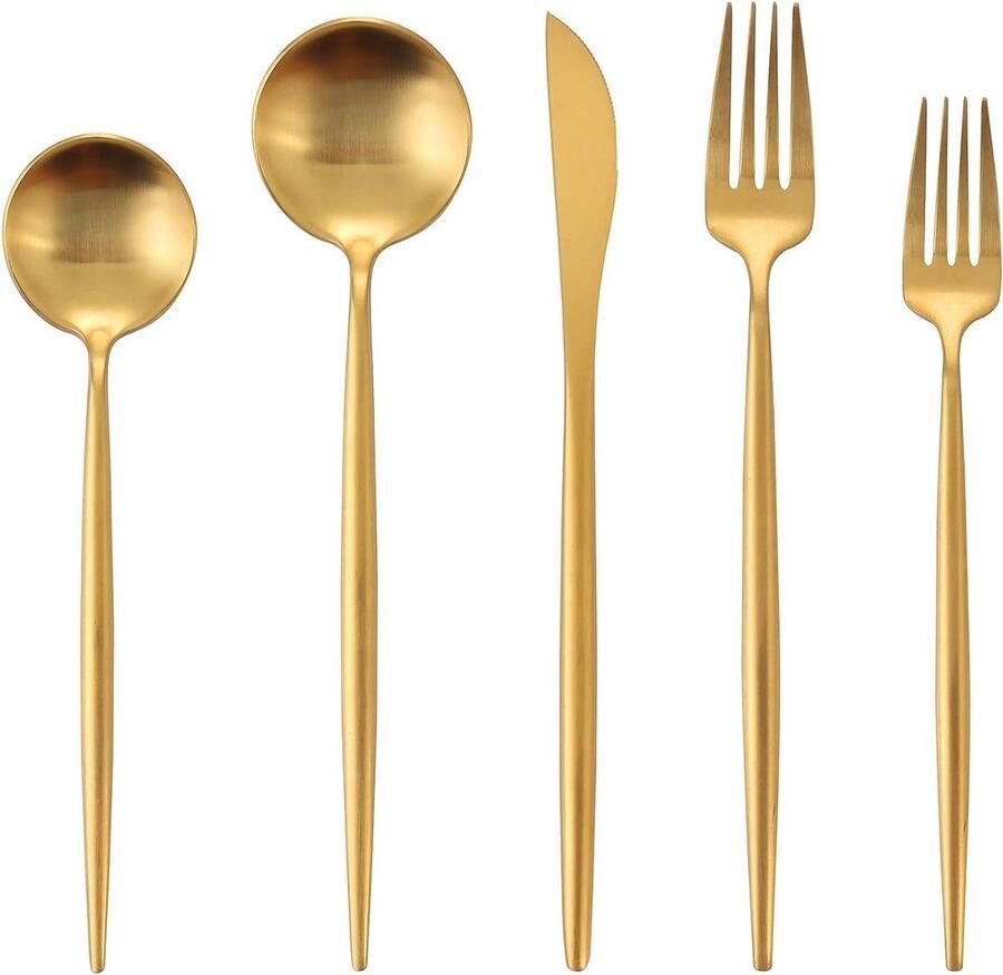 Mat Gouden Bestekset Zilverwerkset Keukengerei Dineren Tafeldekken Roestvrij Staal Satijn 40 Delig Service 8 Goud