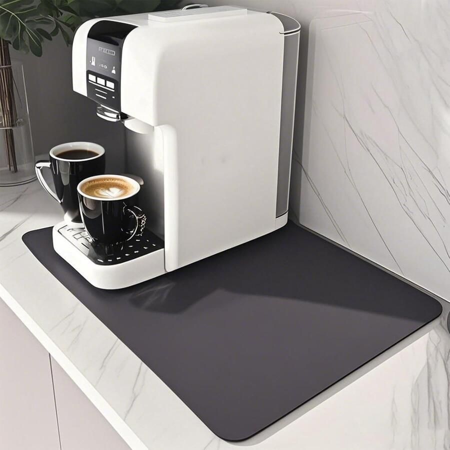 Mat onderlegger 1 stuk koffiemat 40 x 30 cm koffiemachine pads afdruipmat servies onderlegger voor volautomatische koffiemachine (donkergrijs)