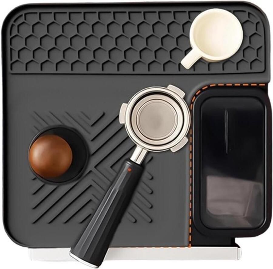 Mat voor koffiemachine Pad voor espressomachine Bescherming van het aanrecht Antitrillingsontwerp 23 x 23 cm Zwart