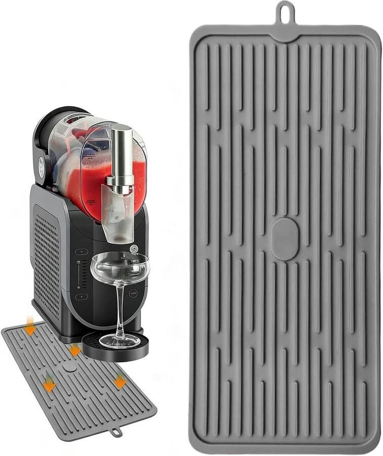 Mat voor koffiezetapparaat Werkblad beschermer Keuken organiseren Robuust siliconen materiaal 47 x 20 cm Grijs