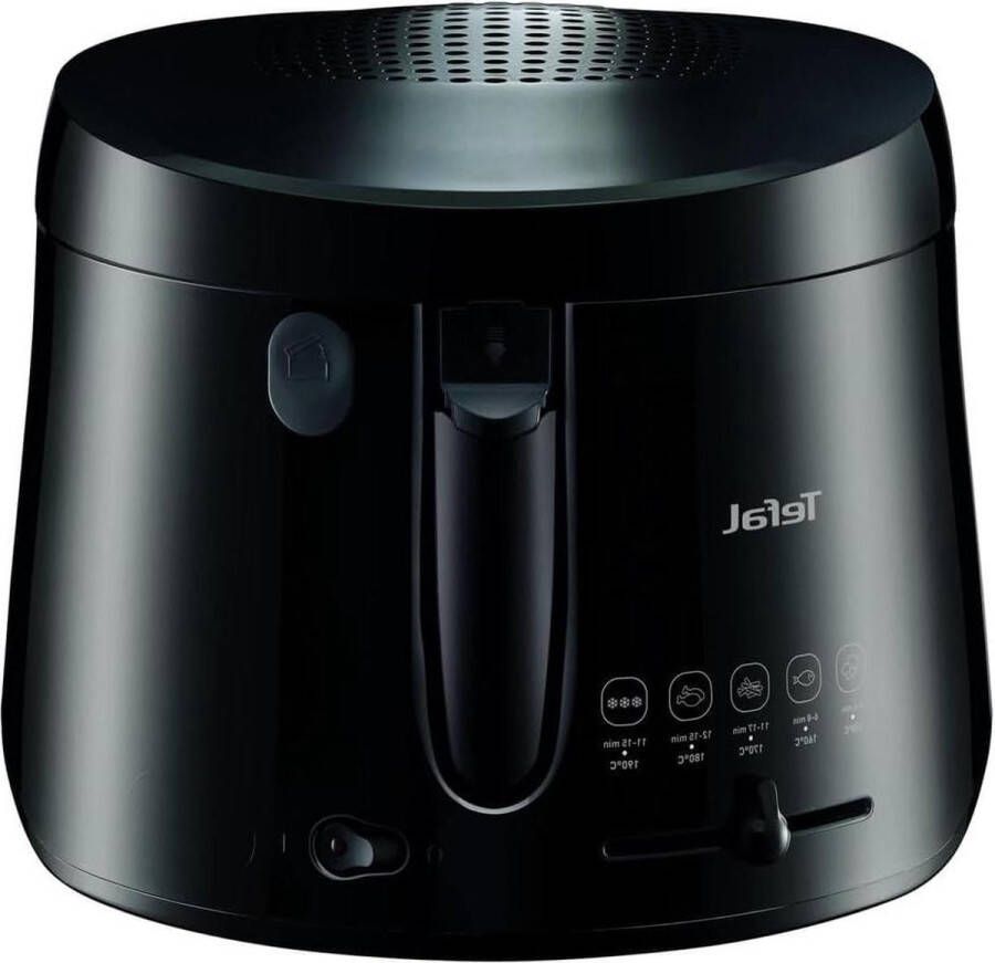 Maxi Fry friteuse met Cool Wall technologie tot 12 kg inhoud inklapbare handgreep compact formaat regelbare thermostaat van 150 °C tot 190 °C zwart