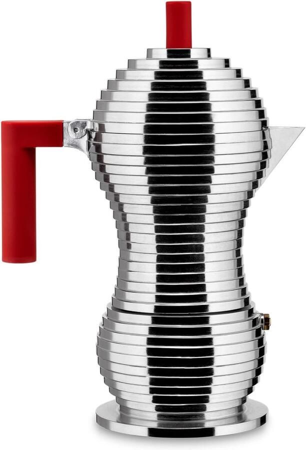 MDL02 6 R Cast Espresso Koffiezetapparaat met Een Polyamide Handvat Aluminium 6 Kopjes Rood