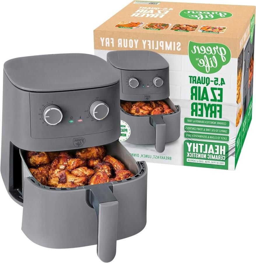 Mechanische Airfryer Heteluchtfriteuse Gezond Bakken Keramische Binnenpan 45 Liter Grafiet