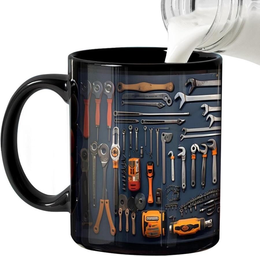 Mechanische Koffiemok Gereedschapsbeker Mok Koffie Drinken Ergonomische Handgreep 325 ml Wit