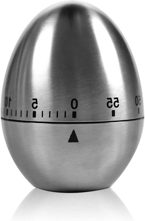 Mechanische kooktimer in eivorm van roestvrij staal tot 60 minuten voor het koken van eieren ovengebruik en korte alarmen