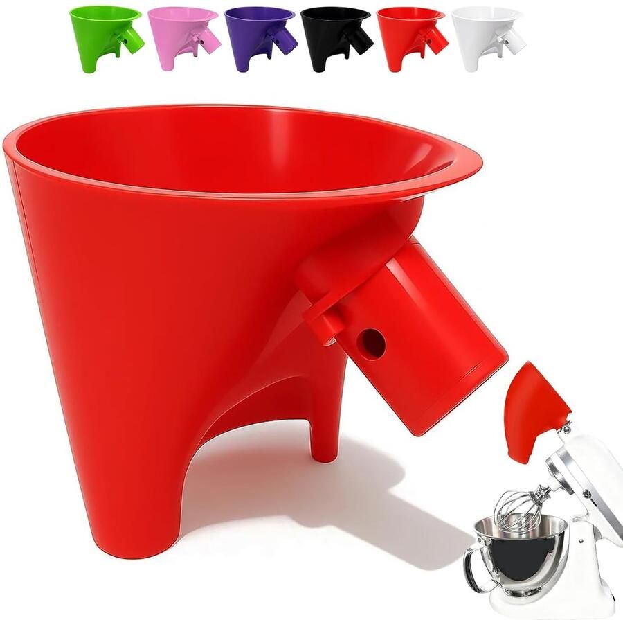 Meeltrechter voor keukenmachine 4 5-5 Qt duurzaam rood gemakkelijk te reinigen voorkomt verspilling ShopVlot