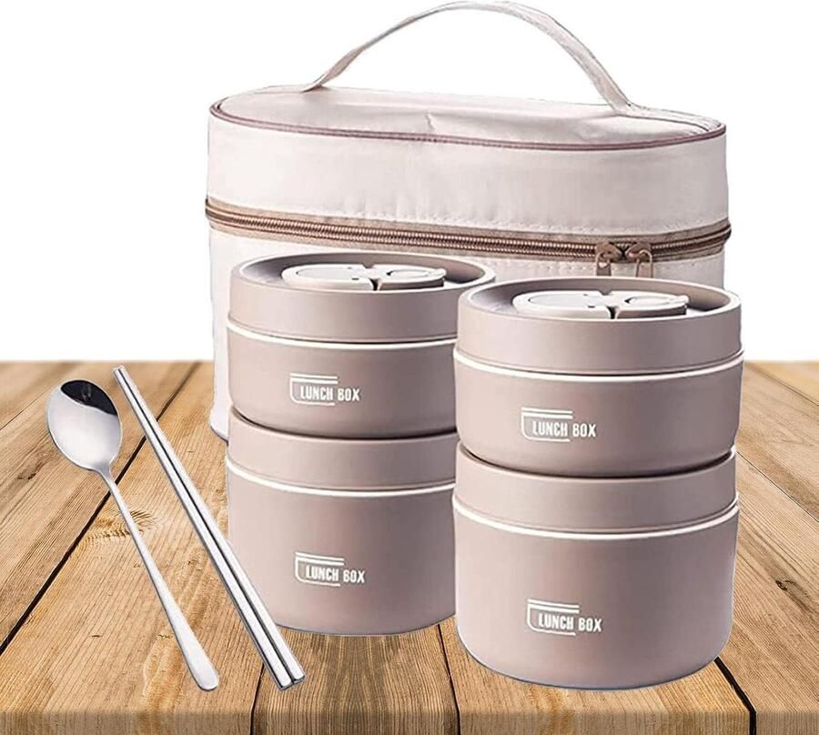 Meerlaagse lunchbox Thermo bento box Warme maaltijden meenemen Vacuüm roestvrij staal 3 compartimenten