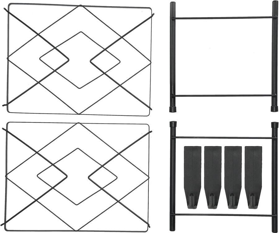 Meerlaagse pannenhouder vrijstaande pannenorganizer kookplaatplank voor elektrisch fornuis pannenhouder voor (vierkante zwarte pannenhouder met twee verdiepingen (bodem))