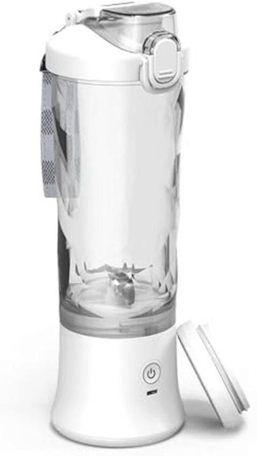 Meichoon Portable Blender Electric USB Juicer Wireless 600ml 21oz Personal Size Sipping Spout 6-Blade Head Sports Travel LB34 White