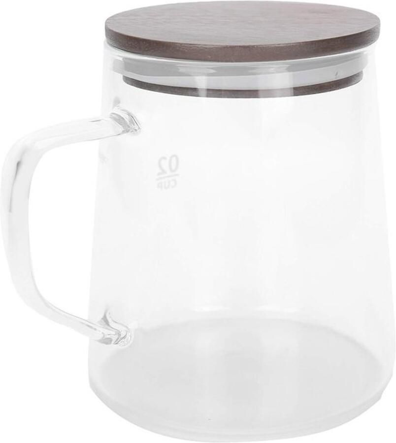 Melkkan koffiekan met deksel hittebestendig glas warmte-isolerend handvat waterkoker voor thee melk sap transparante koffiekan (500 ml) - Foto 1