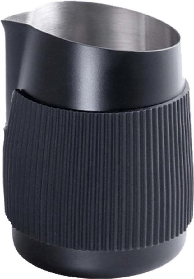 Melkkannetje voor koffiezetapparaat Melkopschuimer van roestvrij staal Voor koffie bereiden Dubbelwandige isolatie 420 ml Zwart